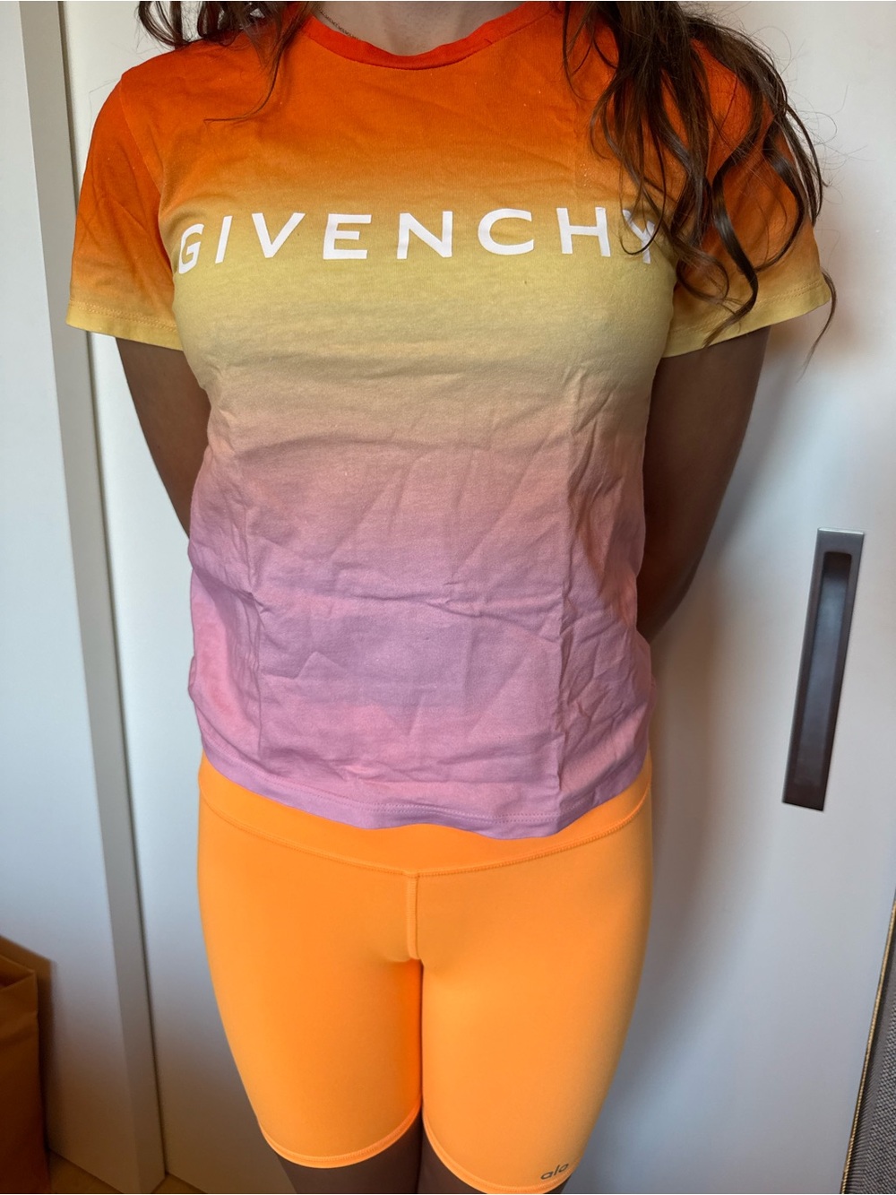 Givenchy Orange Yellow Pink Gradient Logo Tee